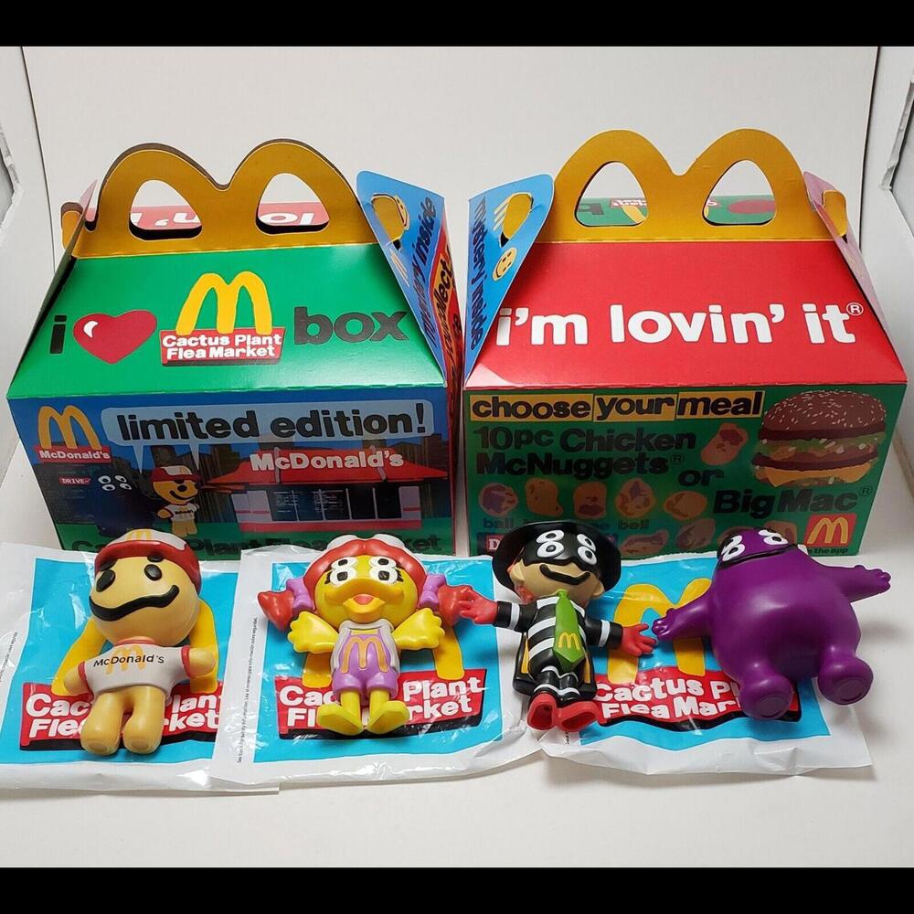 McDonalds Cactus Plant Flea Market Adult Happy Meal Toys Full Set Of 4 With Boxs
